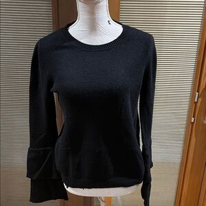 J CREW Mercantile black ruffle sleeve sweater - size small